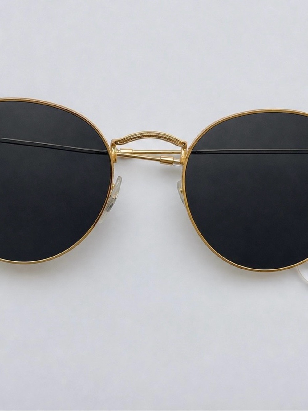 Ray-Ban 3447 Black Lenses Gold Frame Round Polarized Sunglasses Made In Italy